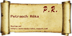 Petrasch Réka névjegykártya